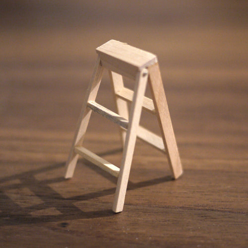 Dollhouse Miniature Unfinished 3 Step Ladder 3 Tier Wooden Stool Miniature Kitchen Steps - J041