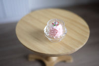 Miniature dolls house crystal cake stand Dollhouse Miniature Scallop Glass Cupcake & Pie Plate Stand (not include the cake) - (A24)