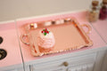 1:12 Scale Miniature Rectangular Serving Tray with Handles, 2-5/8 inch long, DIY Dollhouse Supply (rose gold)