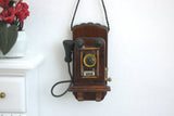 Dollhouse miniature  wooden dial phone 1 12th scale miniature - E063