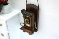 Dollhouse miniature  wooden dial phone 1 12th scale miniature - E063