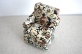 Dollhouse miniature furniture armchair cushion dolls house green and beige single seat sofa 1 12th scale miniature