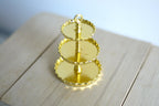 1:12 Scale Miniature Metal 3 Tier Serving Stand, Scalloped Plates, 1-3/8 inch tall, DIY Dollhouse Supply (gold)