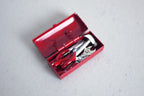 1:12 Scale Miniature Metal Tool Box with Tools, Set of 7, 1-3/16 inch long, DIY Dollhouse Supply (red)