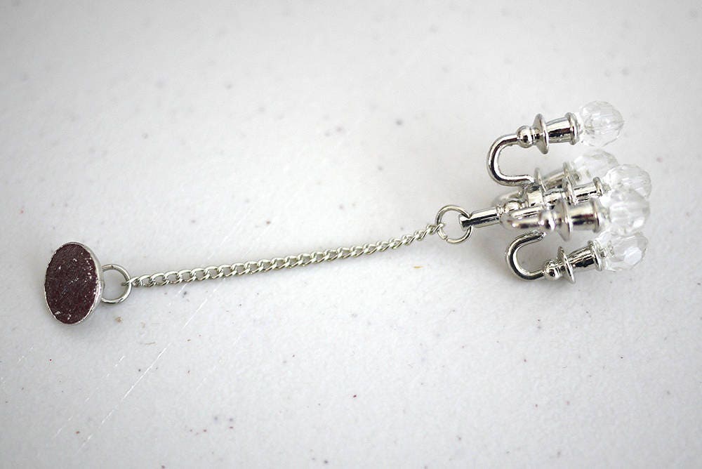 1:12 Scale Miniature Metal Chandelier, 4 Arms, 3-9/16 inch long, DIY Dollhouse Supply (silver) (non-electric)