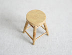 1:12 Scale Miniature Wood Round Stool, 4 Legs with Rungs, 1-9/16 inch tall, DIY Dollhouse Supply (honey)