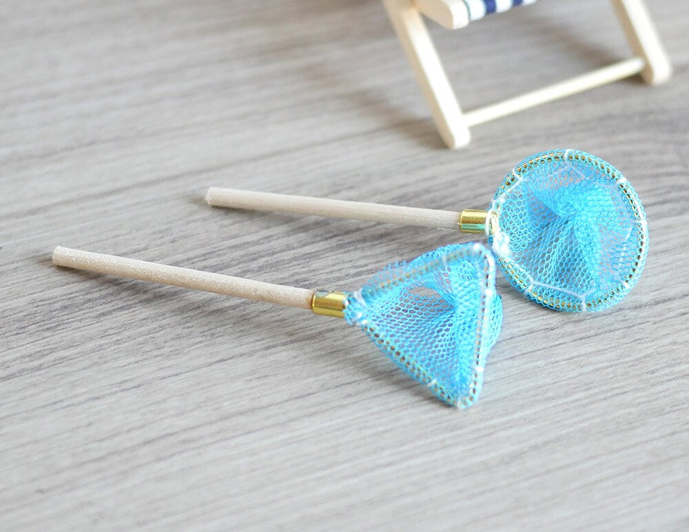 Dollhouse miniature Fish Net set of 2, dollhouse outdoor, miniature outdoor - E068
