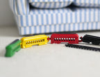 1:12 Scale Miniature Metal Toy Train, Engine with 3 Cars and 2 Track Pieces, 3-1/8 inch long, DIY Dollhouse Supply