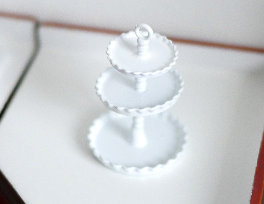Dollhouse serving stand dolls house serving platter 3 tiered stand 1 12 scale miniature - E077