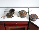 Dollhouse Supplies Cooking Pots with Lids 1:12 Scale Miniature Pots with Handles Set of 4 (Bronze) - E035