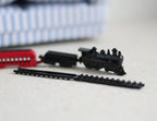 1:12 Scale Miniature Metal Toy Train, Engine with 3 Cars and 2 Track Pieces, 3-1/8 inch long, DIY Dollhouse Supply