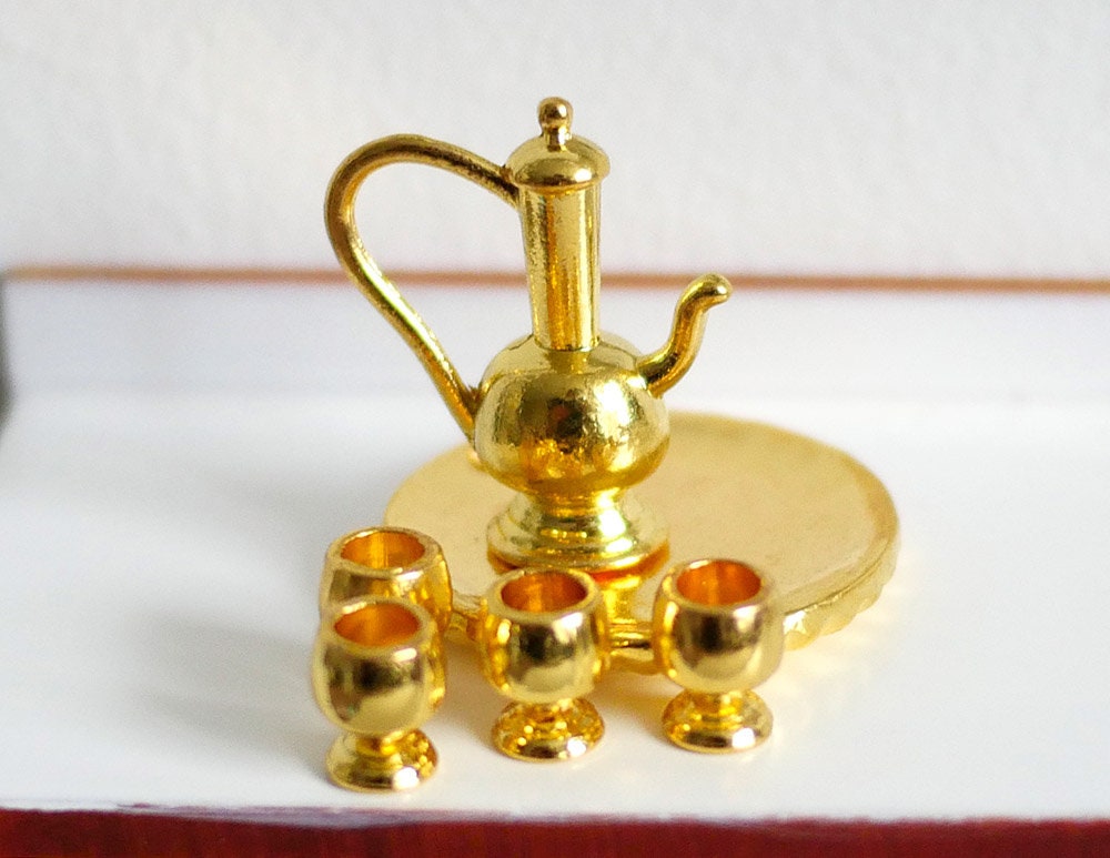 Dollhouse hollow ware dolls house 6-piece holloware teapot  1 12th scale miniature - F081