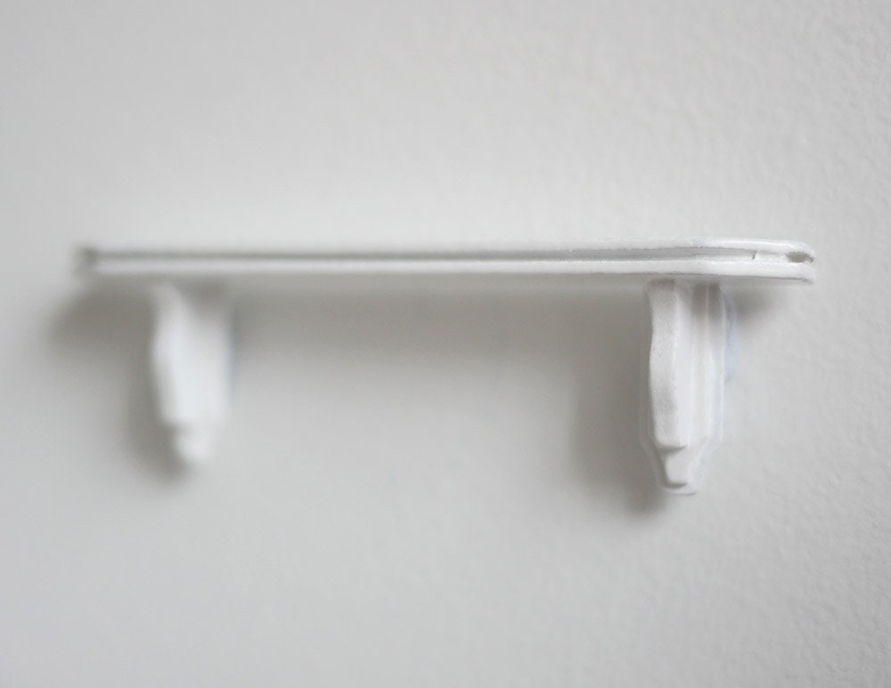 1:12 Scale Miniature Wood Wall Shelf with Scroll Brackets, 4 inch long, DIY Dollhouse Supply (white)