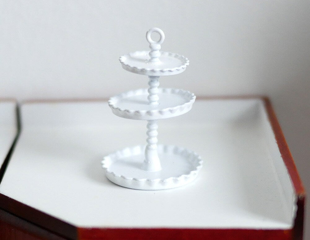 Dollhouse serving stand dolls house serving platter 3 tiered stand 1 12 scale miniature - E077