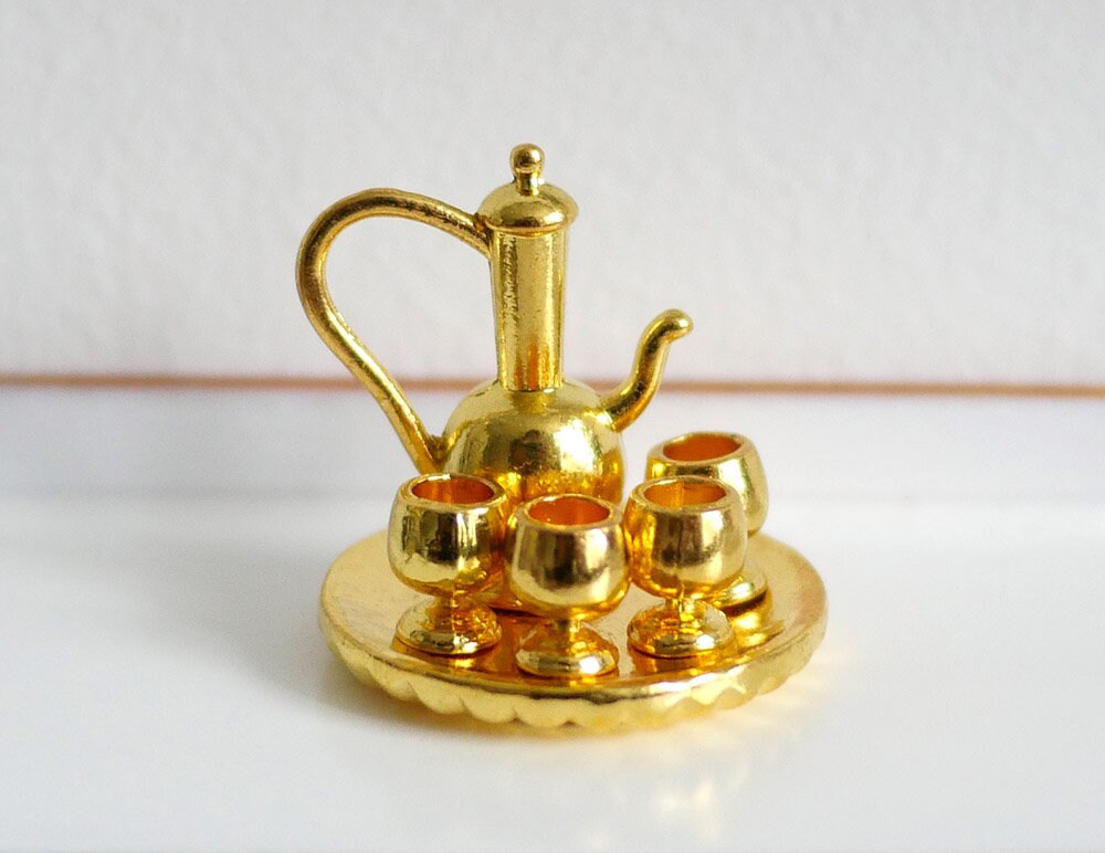 Dollhouse hollow ware dolls house 6-piece holloware teapot  1 12th scale miniature - F081