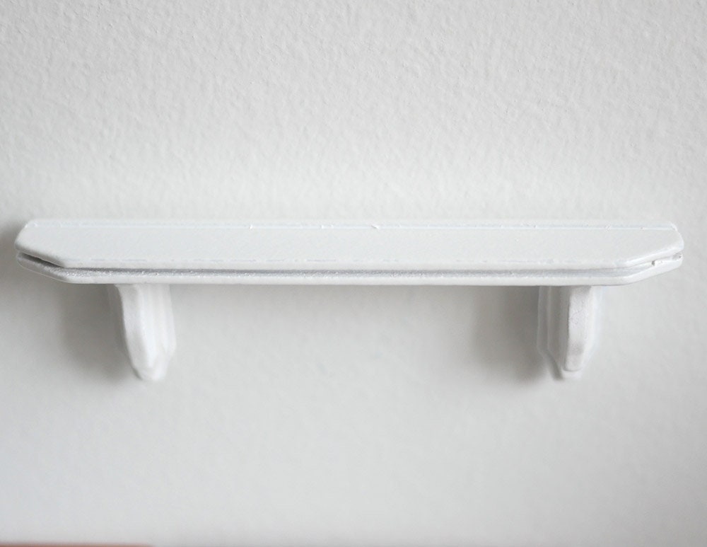 1:12 Scale Miniature Wood Wall Shelf with Scroll Brackets, 4 inch long, DIY Dollhouse Supply (white)