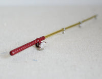 1:12 Dollhouse miniature metal Fishing pole fishing rod - E074