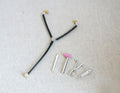 1:12 scale miniature doctor medical tool set of 5 with black stethoscope, reflex hammer and silver instruments