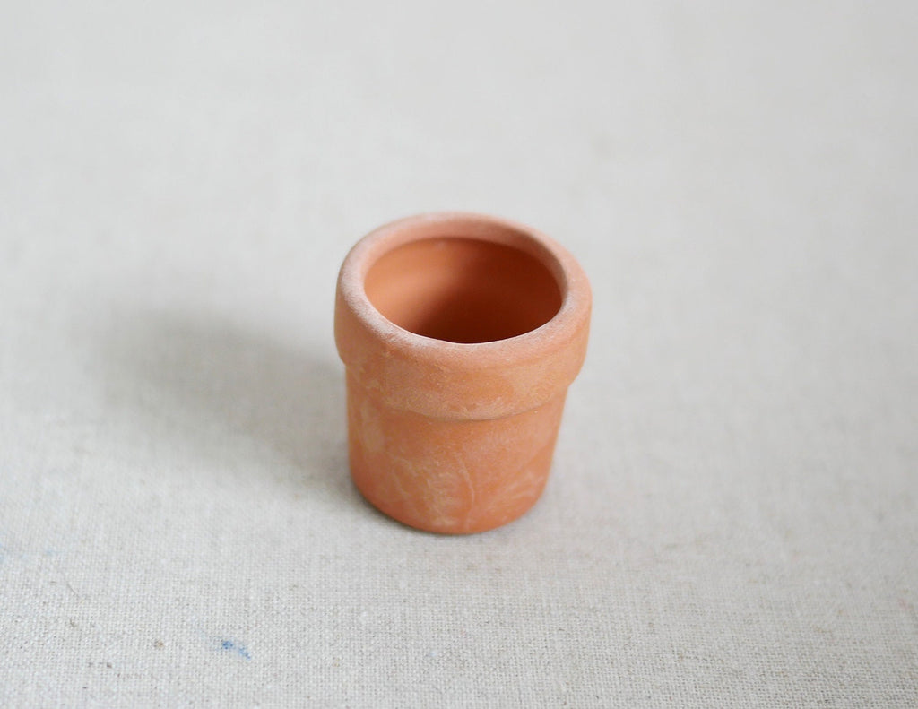 1:12 Scale Miniature Clay Flower Pot with Rim, 1-3/16 inch tall, DIY Dollhouse Supply (terracotta)