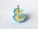 1:12 Scale Miniature 2 Tier Serving Stand, Scalloped Plates, 1-3/16 inch tall, DIY Dollhouse Supply (light blue)