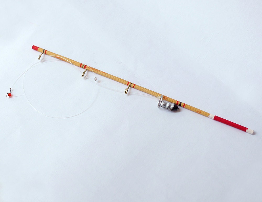 1:12 Scale Miniature Fishing Rod with Reel, 6-7/8 inch long, DIY Dollhouse Supply