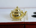 1:12 Scale Miniature Metal Water Boiler Kettle with Ornate Stand, 15/16 inch tall, DIY Dollhouse Supply (gold)