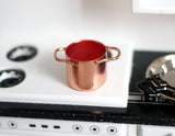 Dollhouse kitchen copper plated cooking pot cookware 1:12 scale miniature cookery - H017