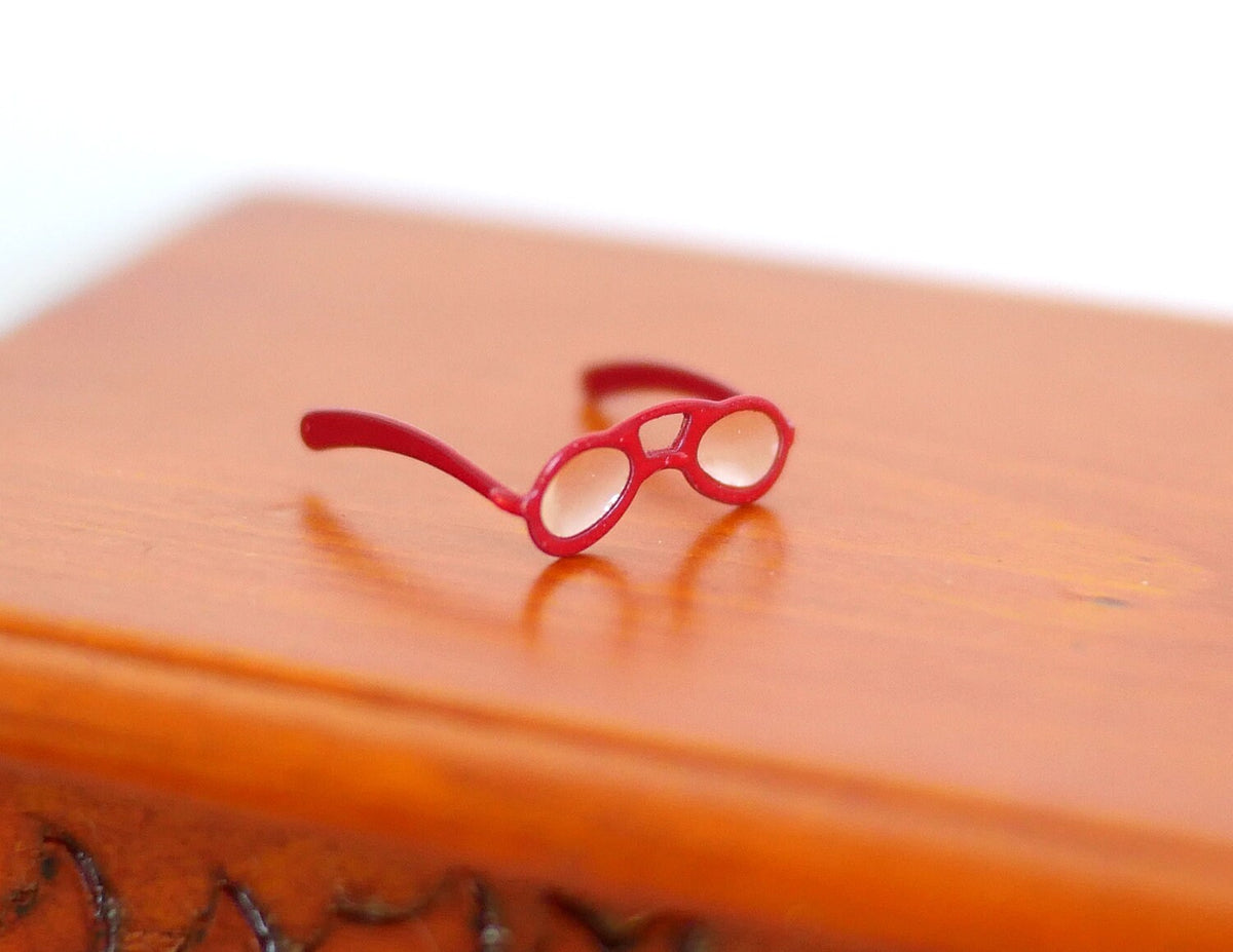 1:12 Dollhouse miniature metal eye glasses (Red) - F036