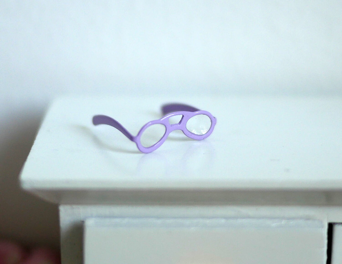 1:12 Dollhouse miniature metal eye glasses (Purple) - F036