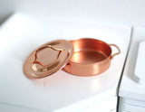 Dollhouse Supplies kitchen copper plated cooking pot with lid doll house cookware miniature cookery - A029