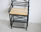 1:12 Scale Miniature Metal Baker's Rack, Arched Top with Hooks, Wood and Wire Shelves, 7-3/16 inch tall, DIY Dollhouse Supply (black)
