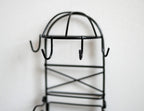 1:12 Scale Miniature Metal Baker's Rack, Arched Top with Hooks, Wood and Wire Shelves, 7-3/16 inch tall, DIY Dollhouse Supply (black)