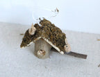 1:12 Scale Miniature Log Cabin Birdhouse, Bark Roof and Perch, 2-9/16 inch long, DIY Dollhouse Supply
