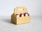 1:12 Dollhouse miniature glass of milk, milk wooden crate - E030