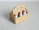 1:12 Dollhouse miniature glass of milk, milk wooden crate - E030