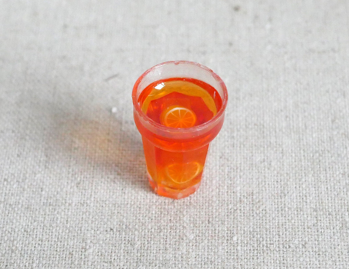 1:12 Scale Miniature Glass of Iced Tea with Lemon Slice, 3/4 inch tall, DIY Dollhouse Supply