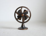 1:12 Dollhouse appliance miniature old style metal fan with 4 blades (bronze) - C094