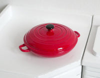 Dollhouse Miniature Metal Buffet Casserole cooking pot (Red) - H022