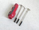 Dollhouse Supplies Miniature 4 piece Golf Club Set 3 silver style clubs with golf club bag (Red) E069
