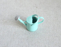 Dollhouse metal flower watering pot with spray nozzle and handle 1:12 scale miniature (light blue) - F094