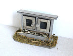 1:12 Scale Miniature Wood Chicken Coop on Straw Base, 3-1/2 inch wide, DIY Dollhouse Supply (weathered gray)