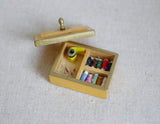 Dollhouse needlework box set dolls house stitching kit 1 12th scale miniature (beige) - C075