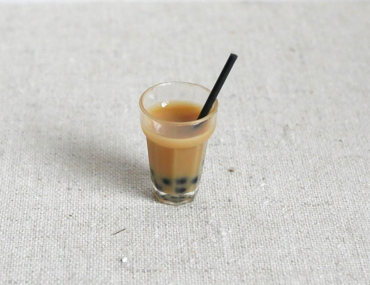 1:12 Scale Miniature Bubble Tea with Straw, 3/4 inch tall, DIY Dollhouse Supply