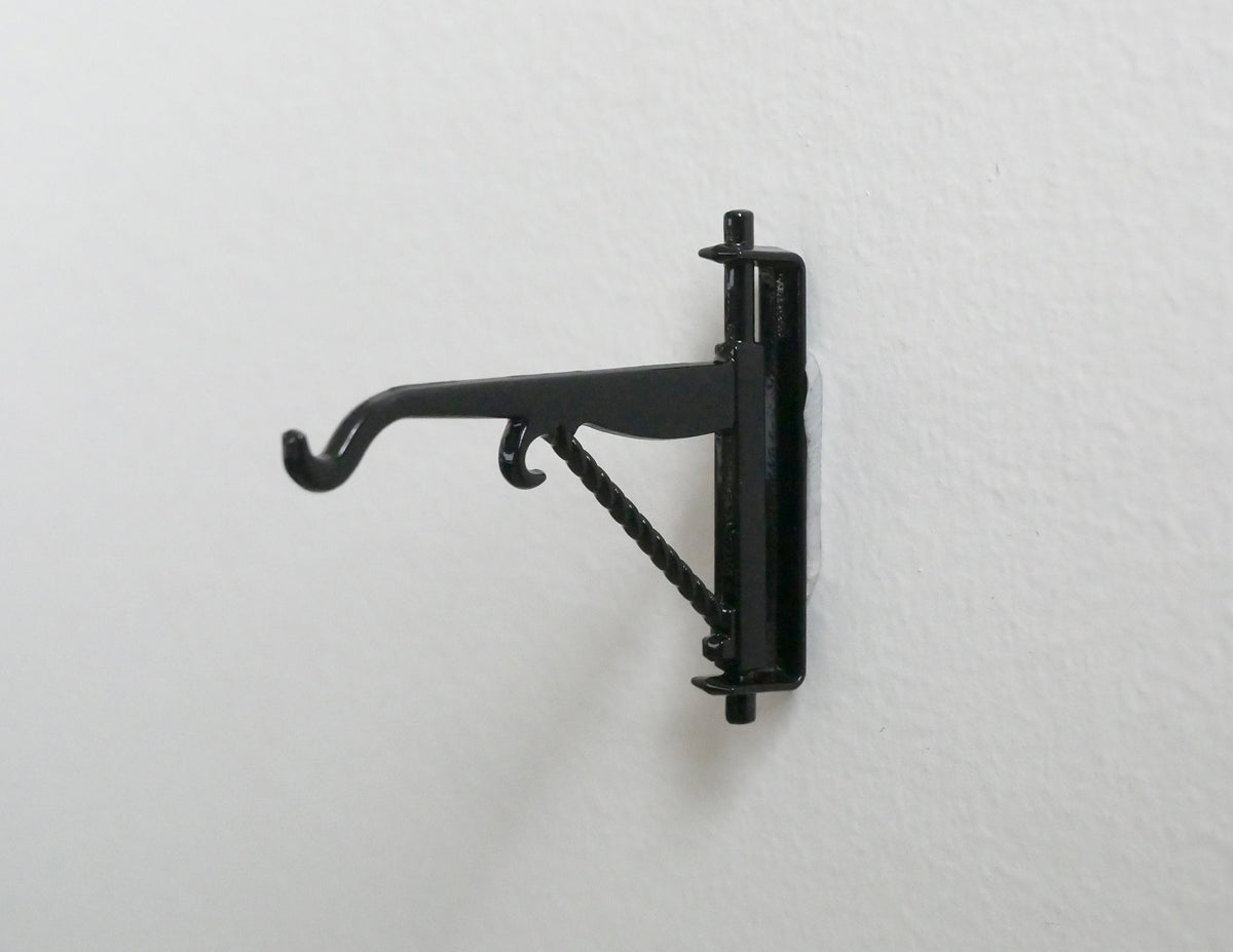 1:12 Scale Miniature Metal Hanging Wall Bracket with Hook, 1-11/16 inch tall, DIY Dollhouse Supply (black)