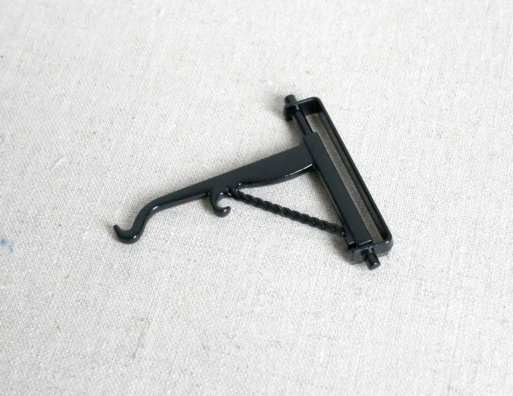 1:12 Scale Miniature Metal Hanging Wall Bracket with Hook, 1-11/16 inch tall, DIY Dollhouse Supply (black)