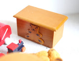 1:12 Dollhouse child toy decoration miniature large size wooden bear toy box with swing open top rectangular toy box - I008