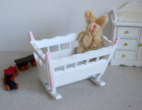 1:12 Miniature Rocking Crib , 1 inch scale furniture (wood) - G087 J005