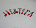 Miniature Metal Tool Set of 8 , 1:12 scale Dollhouse Tool Shed Accessories (red) - H028