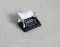 1:12 Scale Miniature Typewriter with Paper Sheet, 1-5/16 inch long, DIY Dollhouse Supply (black)
