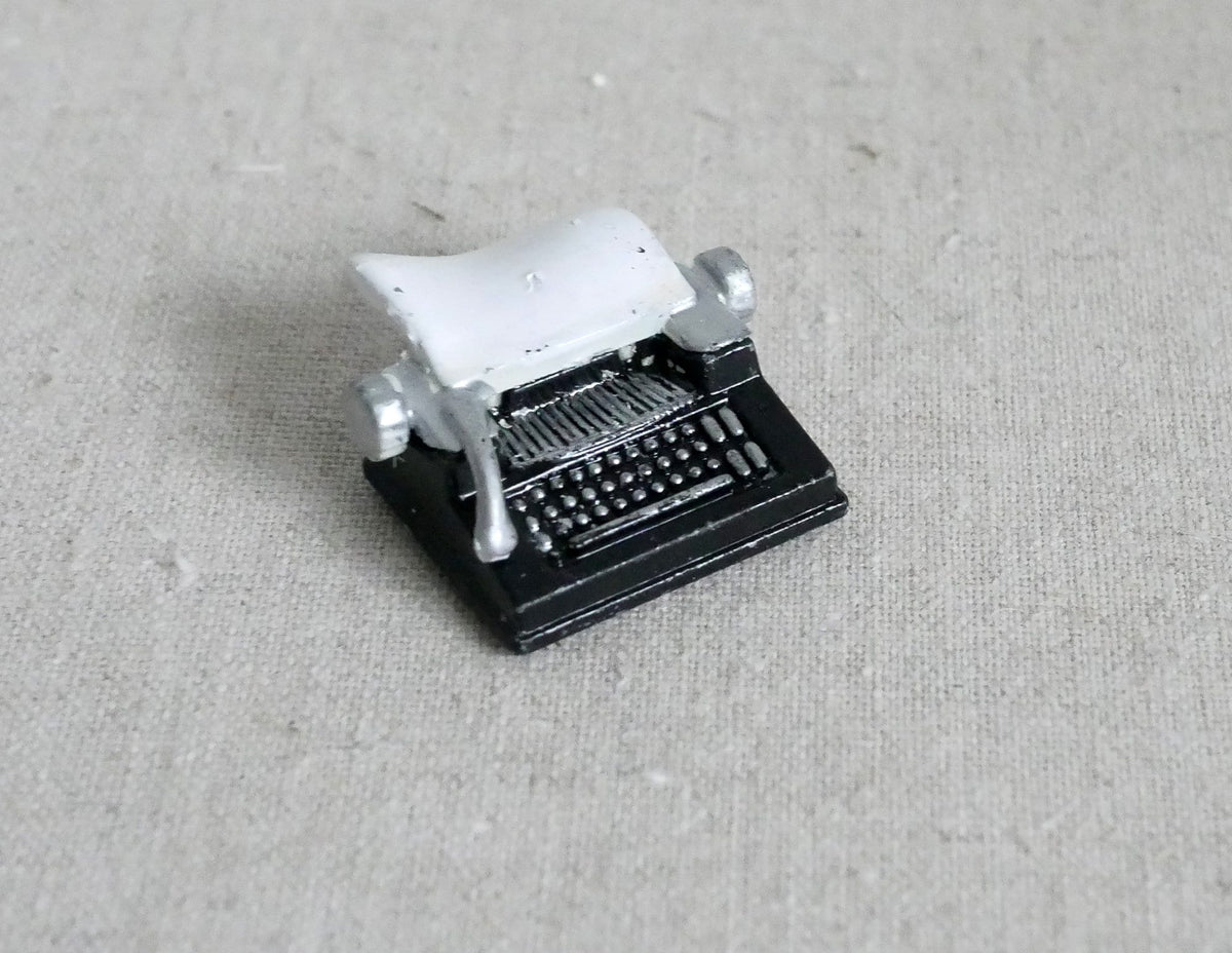 1:12 Scale Miniature Typewriter with Paper Sheet, 1-5/16 inch long, DIY Dollhouse Supply (black)